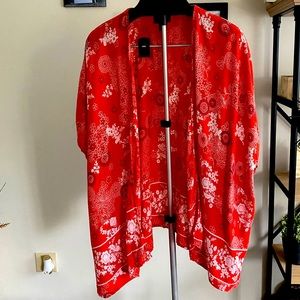 ANGIE Floral Patterned Open Front Kimono / Sz L